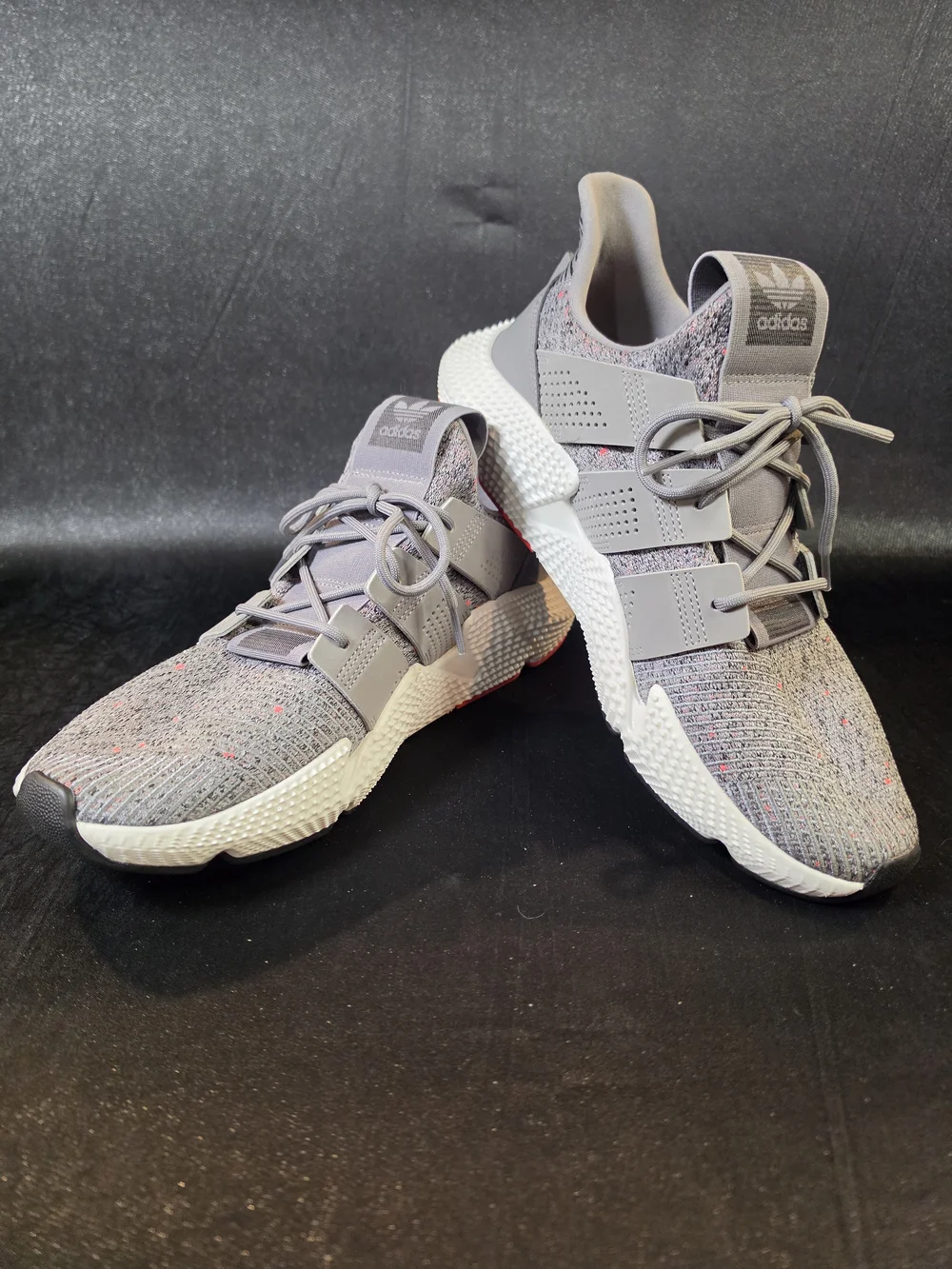 Adidas Prophere CQ3023 Mens Size 11 Gray White Solar Red Knit Sneakers Shoes